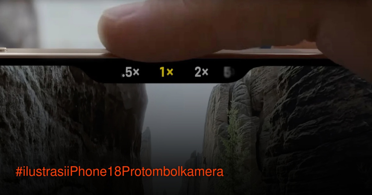 Ilustrasi konsep tombol kamera yang disederhanakan pada iPhone 18 Pro dengan fokus pada desain tekanan