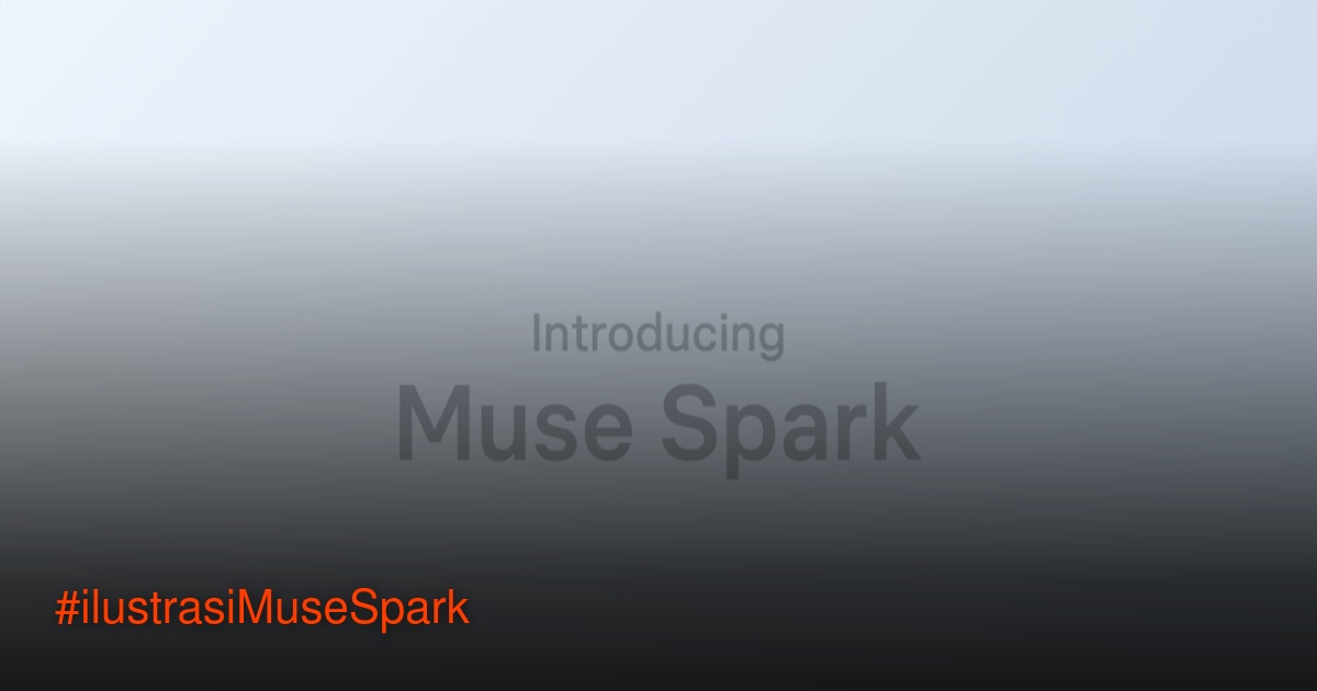 Ilustrasi konsep kecerdasan buatan Meta Muse Spark, model AI kecil dan efisien dengan logo Meta