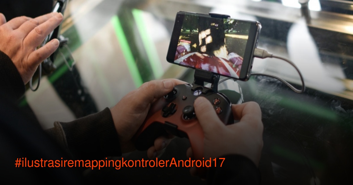 Ilustrasi kontroler game mobile modern di atas latar gelap