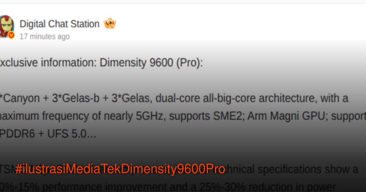 Ilustrasi konsep chipset MediaTek Dimensity 9600 Pro dengan arsitektur inti revolusioner