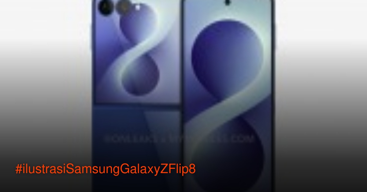 Renders desain Samsung Galaxy Z Flip8 berdasarkan CAD yang menunjukkan bentuk fisik smartphone lipat