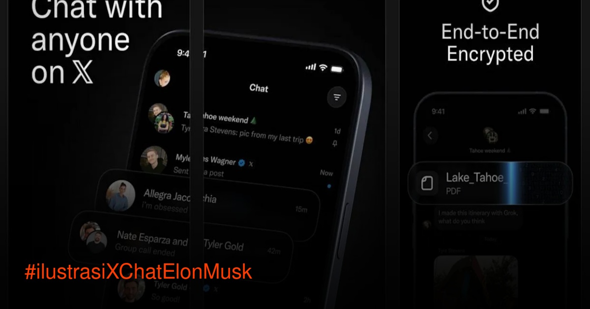 Logo aplikasi XChat di layar iPhone dengan latar belakang gelap