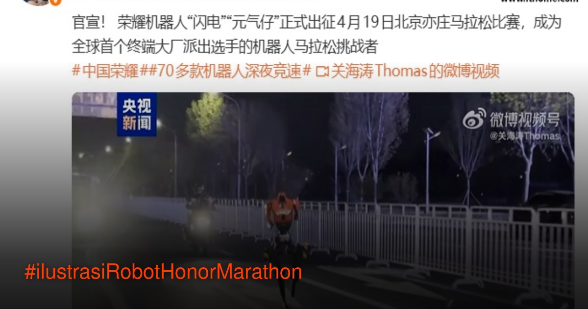 Penampilan robot Honor Lightning berwarna merah dan Yuanqi Zai berwarna perak