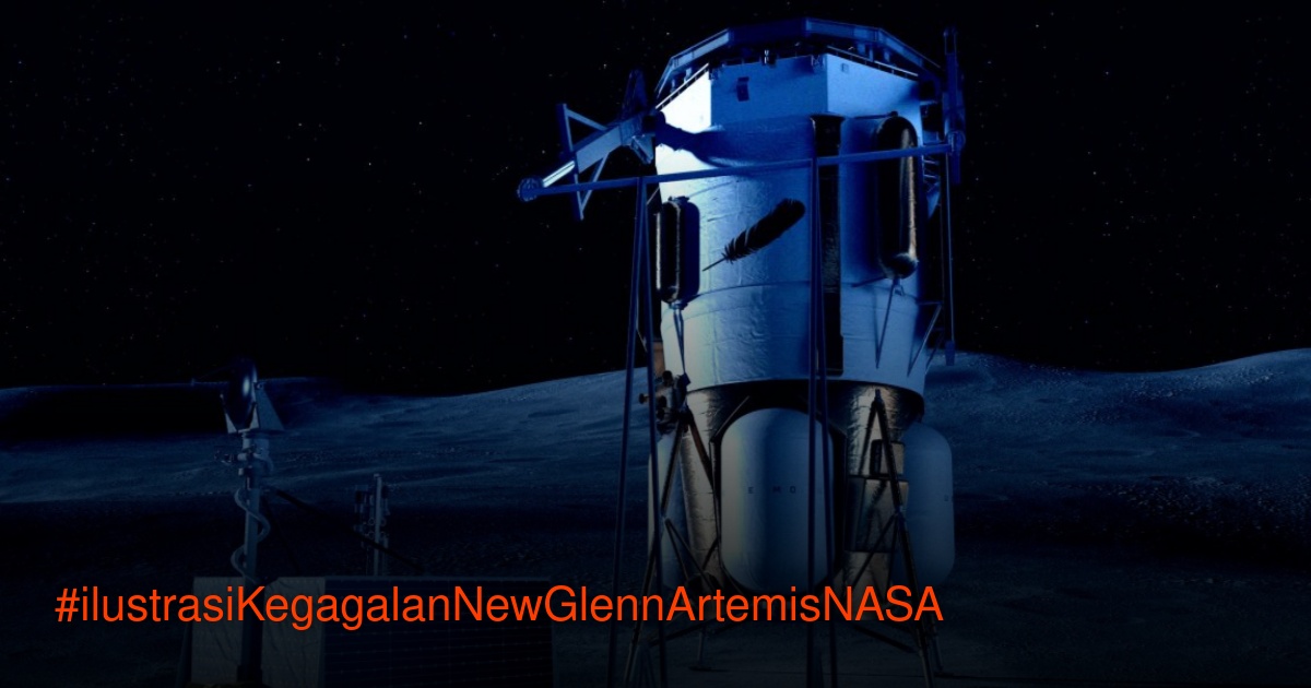 Ilustrasi roket New Glenn Blue Origin dan dampaknya pada program Artemis NASA.