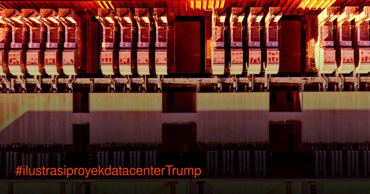 Pemandangan udara atap industri dengan unit HVAC dalam cahaya matahari oranye hangat