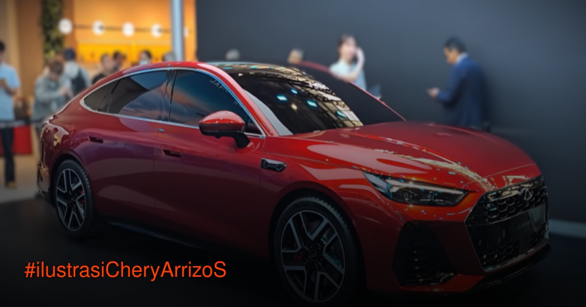 Chery Arrizo S tampak depan dengan gril heksagonal dan desain lampu tajam di Beijing Auto Show 2026