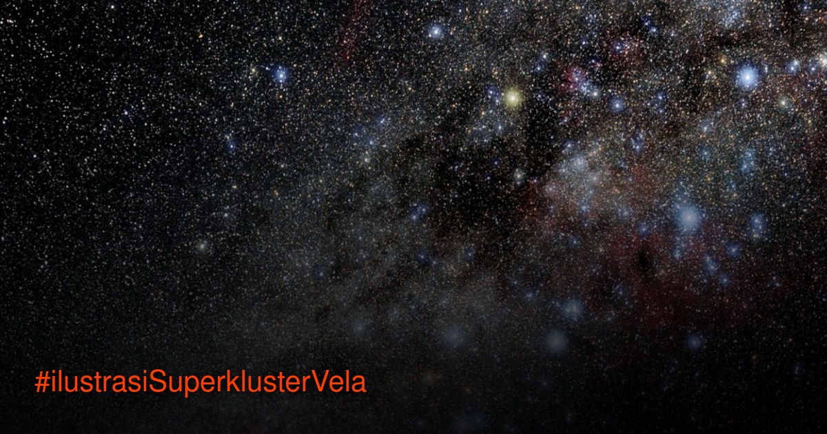 Ilustrasi Superkluster Vela yang tersembunyi di balik galaksi Bima Sakti