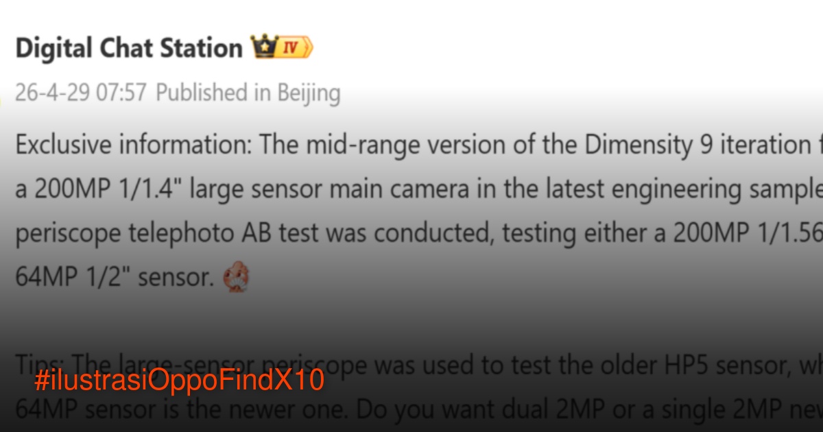 Ilustrasi Oppo Find X10 dengan kamera belakang 200 megapiksel