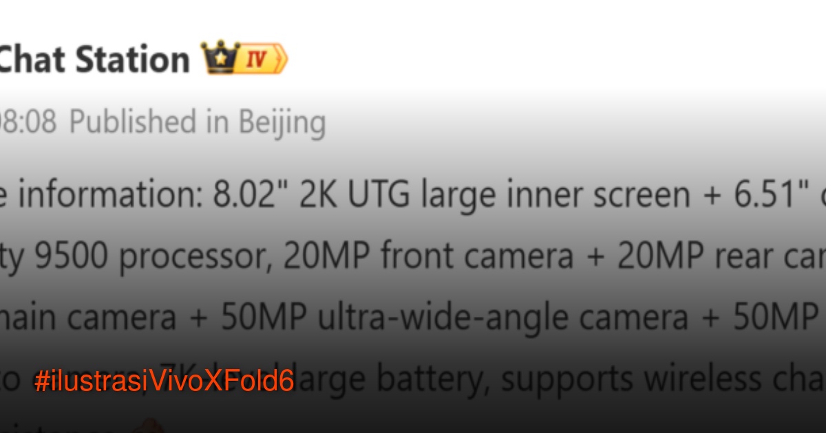 Vivo X Fold 6 render dengan layar lipat besar