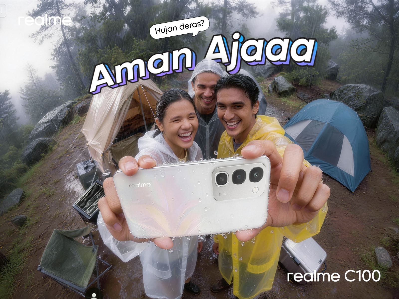realme C100 Usung Tagline "Aman Ajaaa": Fokus ke Baterai 8000mAh, Tahan Air & Banting
