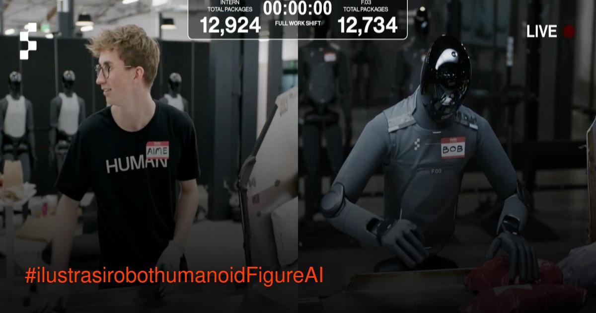 Robot humanoid F.03 Figure AI dan manusia bersaing dalam kompetisi sortir paket