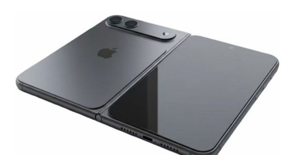 Render CAD iPhone lipat atau iPhone Fold yang beredar di kalangan tipster