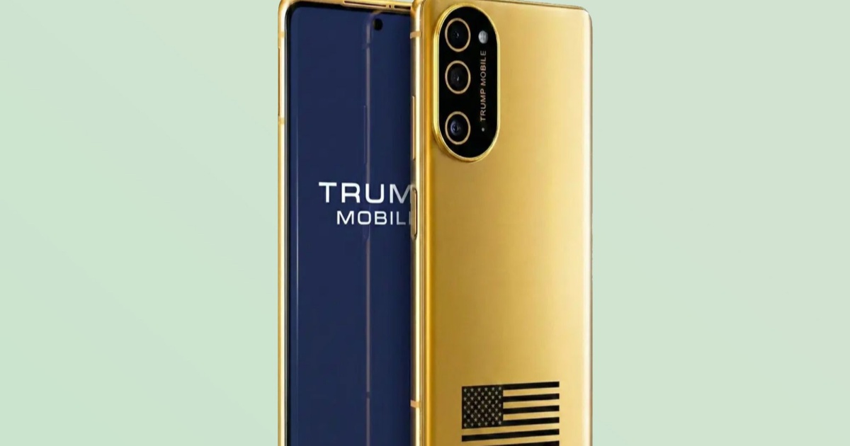 Trump T1 Phone warna emas dengan desain matte