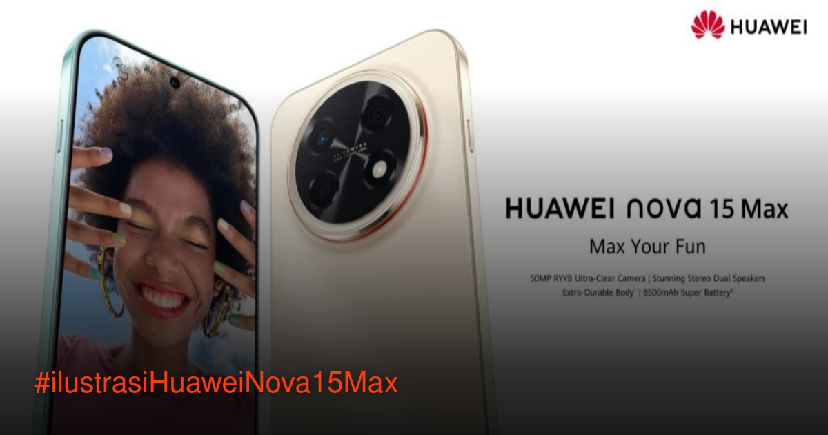 Huawei Nova 15 Max tampak depan dengan layar besar