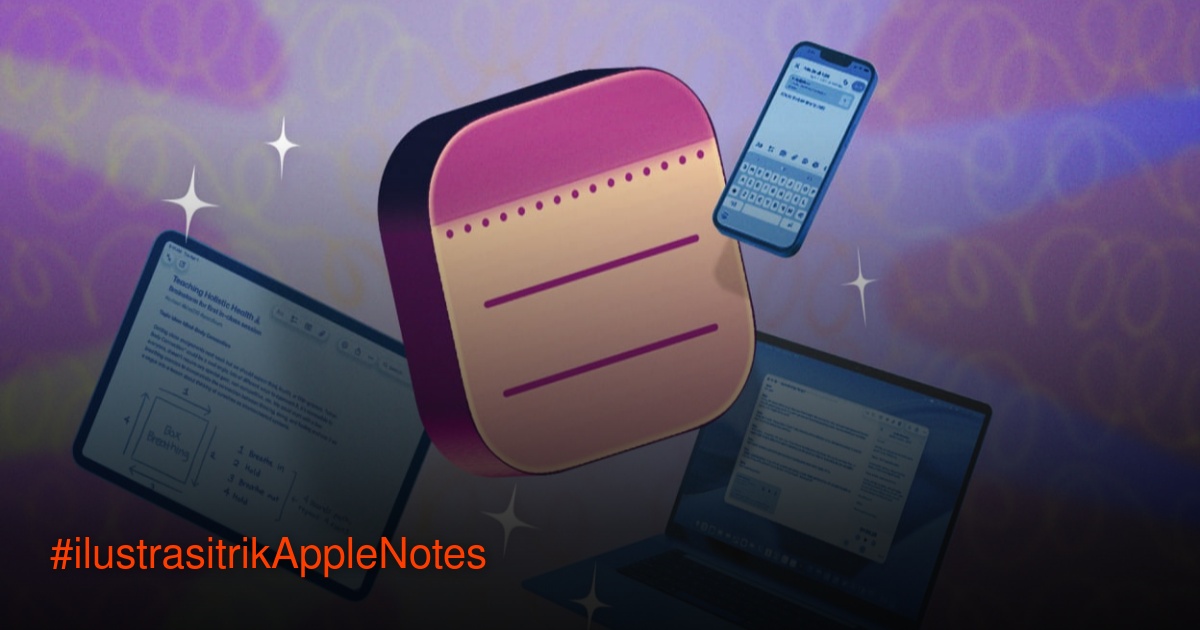 Tampilan aplikasi Apple Notes di iPhone dengan berbagai fitur catatan