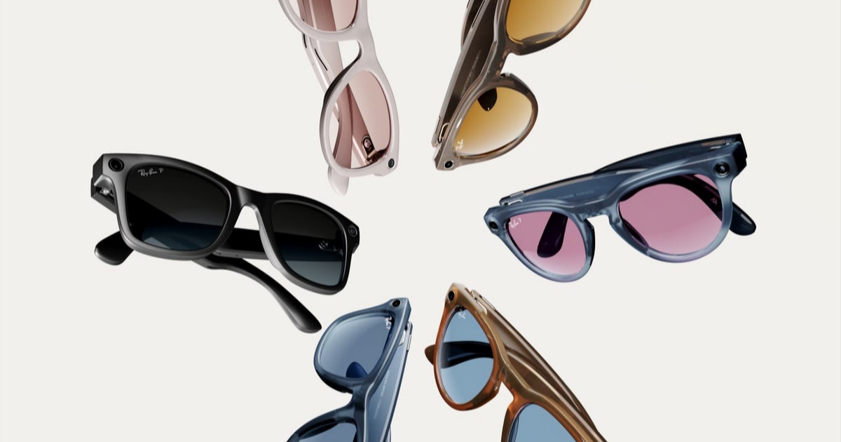 Various Ray-Ban Meta Gen 2 smart glasses in different colors and models.