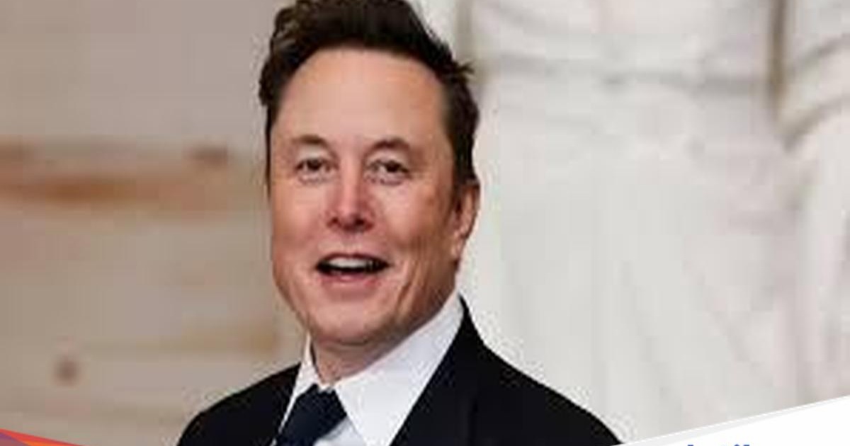 Ilustrasi Elon Musk dengan latar belakang logo Intel dan SpaceX