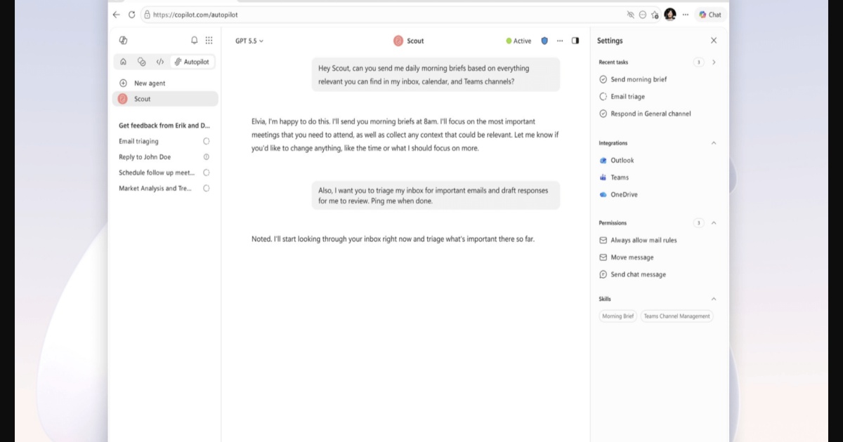 Tampilan antarmuka Microsoft Scout yang terintegrasi dengan aplikasi Microsoft 365