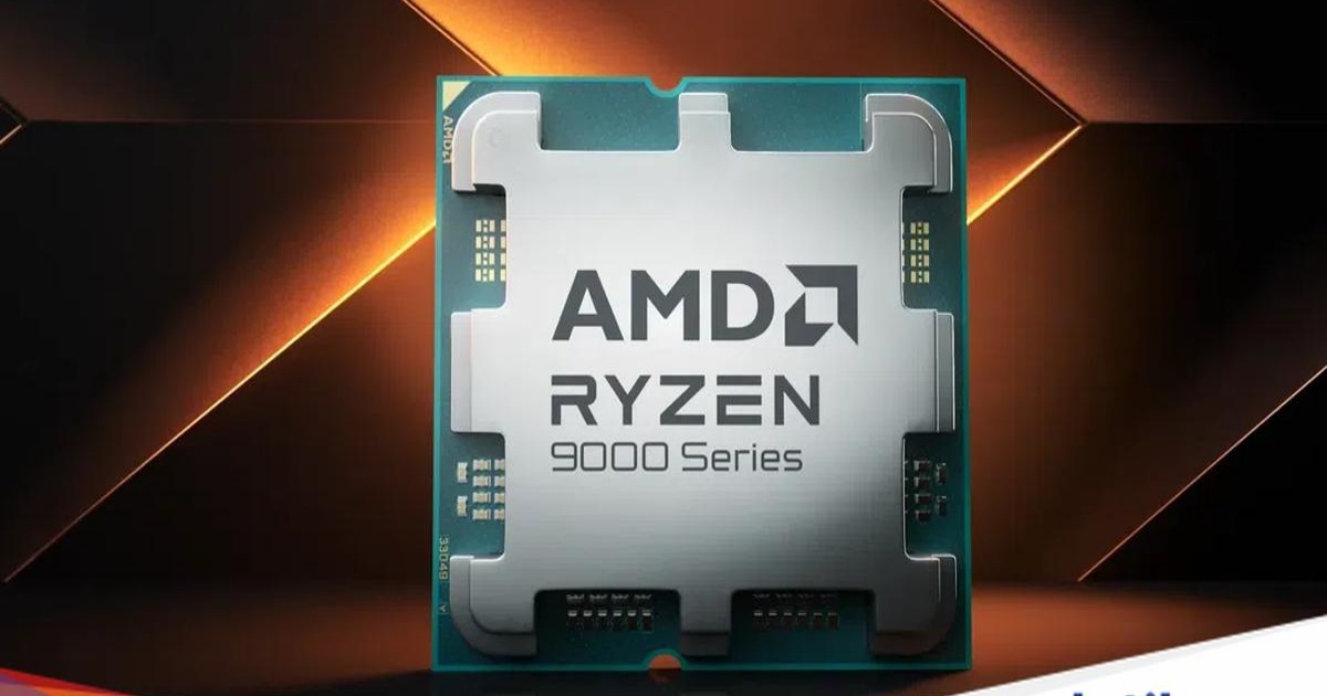 Ilustrasi prosesor AMD Ryzen dengan logo khas perusahaan