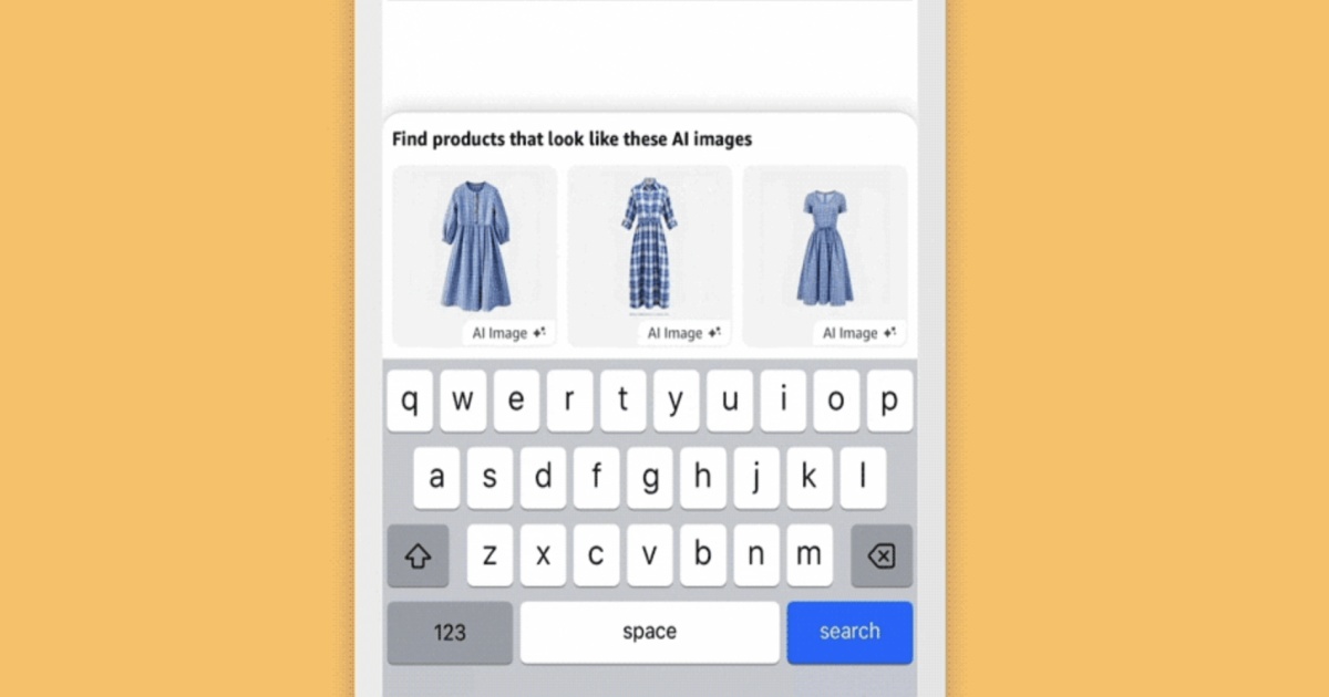 Tampilan fitur AI image search Amazon yang menampilkan hasil gambar produk dari deskripsi teks pengguna