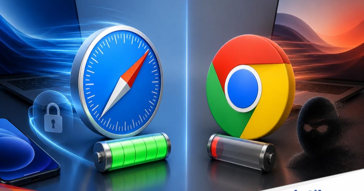 Perbandingan Safari vs Chrome dengan fokus pada kecepatan, efisiensi baterai, dan privasi