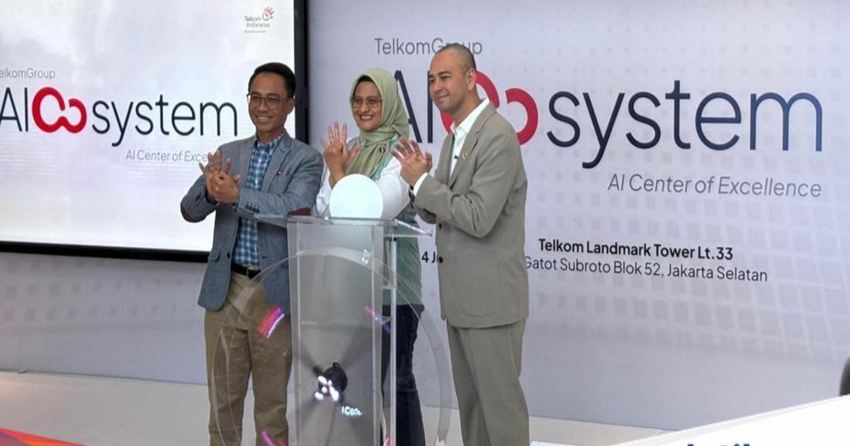 Direktur Utama Telkom Dian Siswarini meluncurkan AIcosystem di The Telkom Hub Jakarta pada 4 Juni 2026