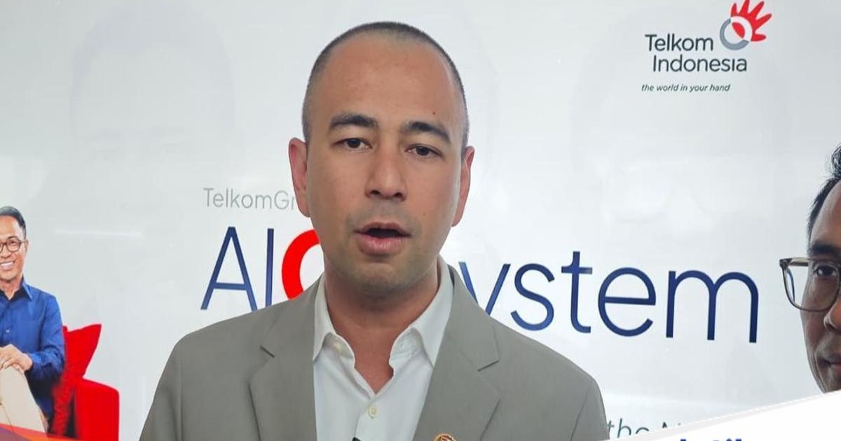 Raffi Ahmad saat memberikan pernyataan tentang deepfake AI di The Telkom Hub Jakarta
