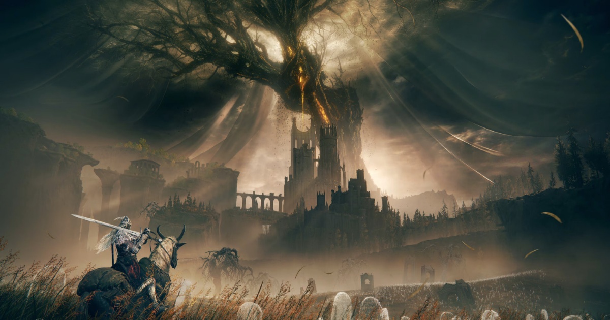 Key art Elden Ring Tarnished Edition menampilkan ksatria di atas kuda