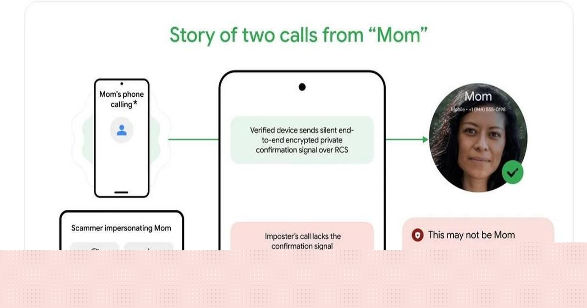 Ilustrasi fitur deteksi scam Google pada aplikasi Phone by Google yang menampilkan peringatan panggilan mencurigaan