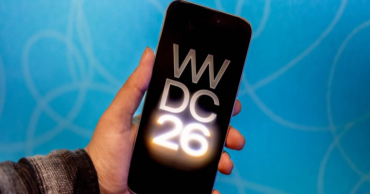 Ilustrasi logo WWDC 2026 dengan latar belakang gradien biru-ungu