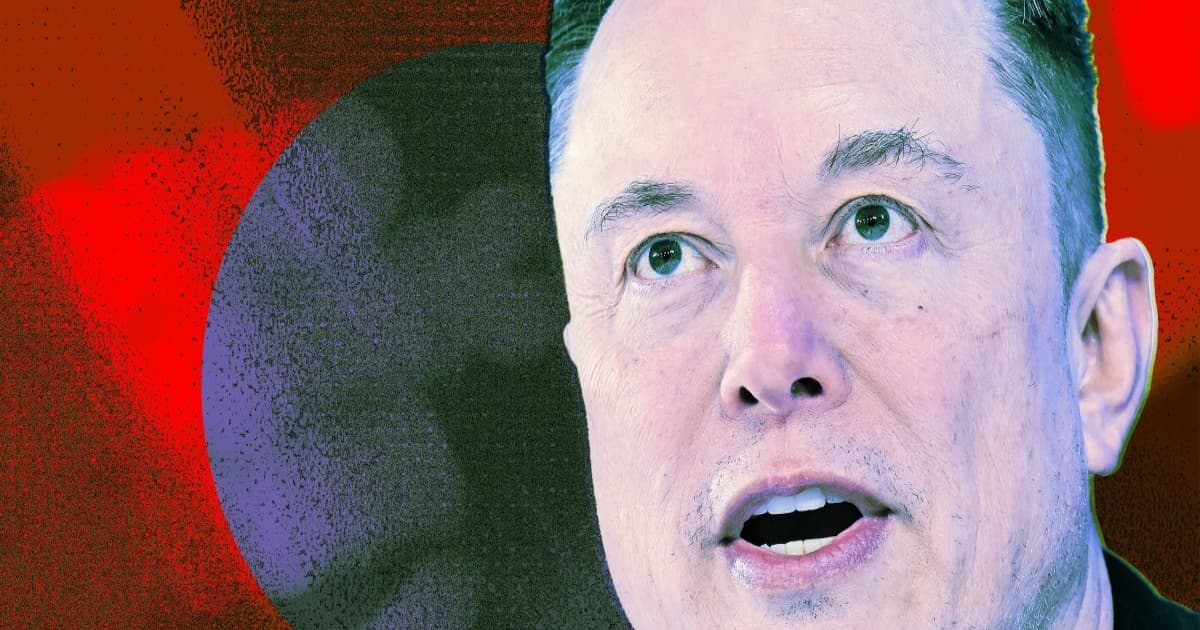 Ilustrasi foto Elon Musk dengan latar belakang grafik pasar saham dan logo SpaceX