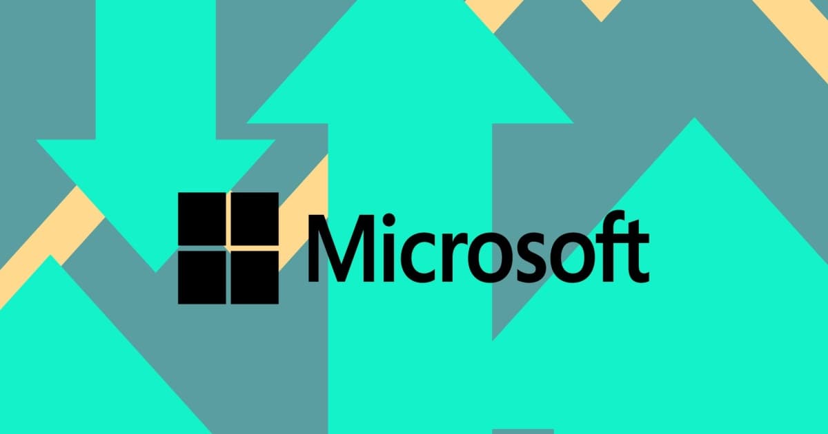 Ilustrasi logo Microsoft dan Anthropic dengan latar digital biru