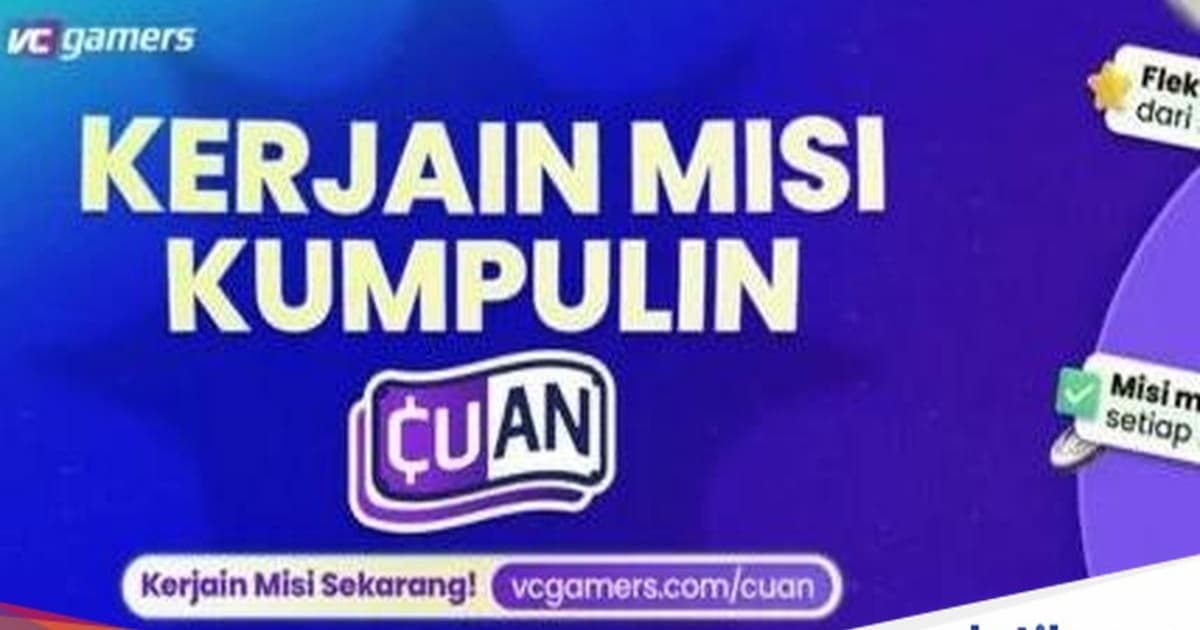Tampilan fitur Cuan VCGamers dengan berbagai misi dan reward