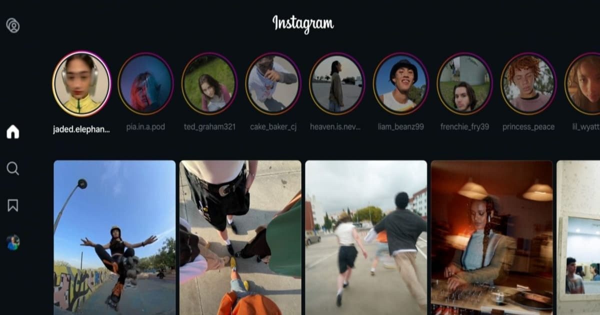 Tampilan Instagram for TV di Samsung Smart TV dengan fitur konten horizontal