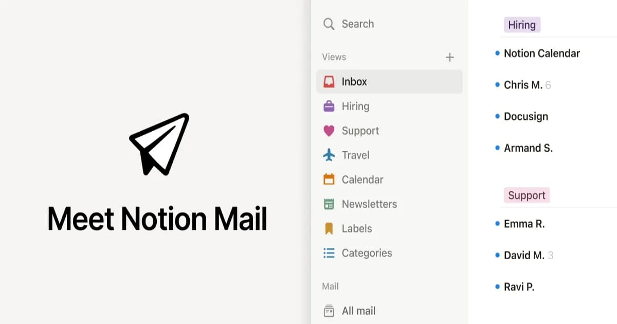 Logo Notion Mail dengan latar belakang minimalis