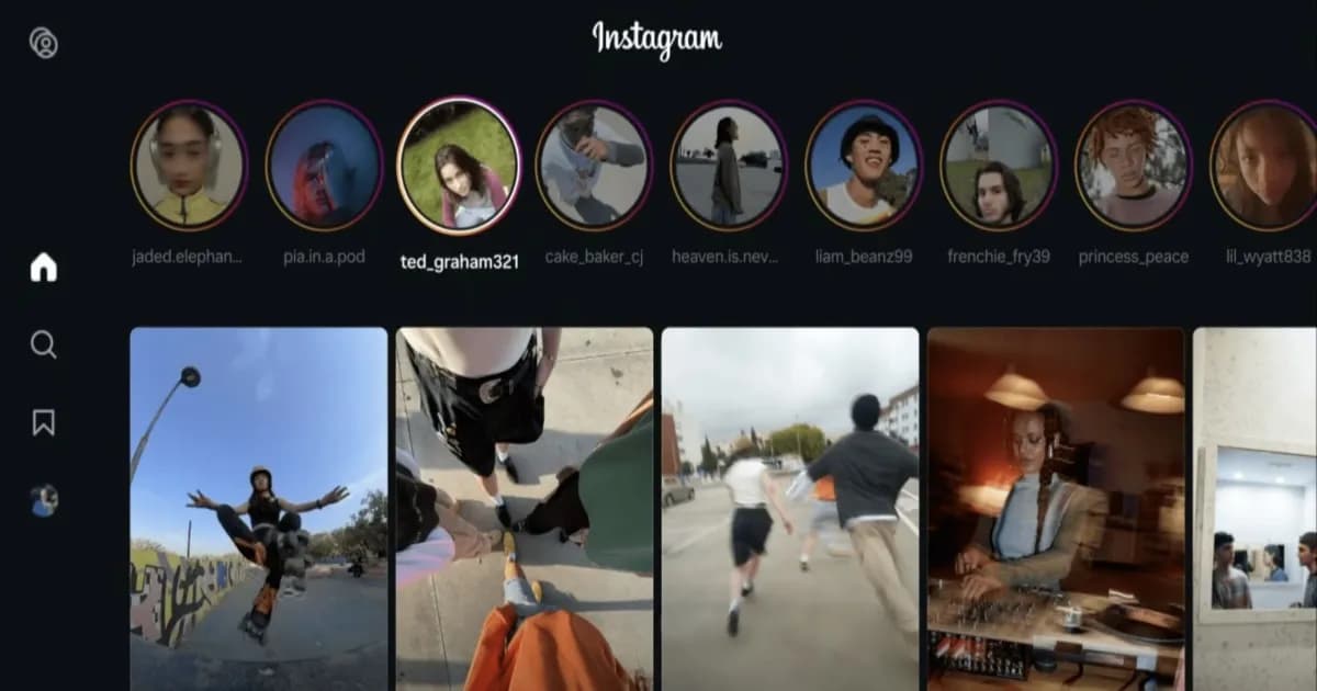 Tampilan antarmuka Instagram for TV di layar smart TV
