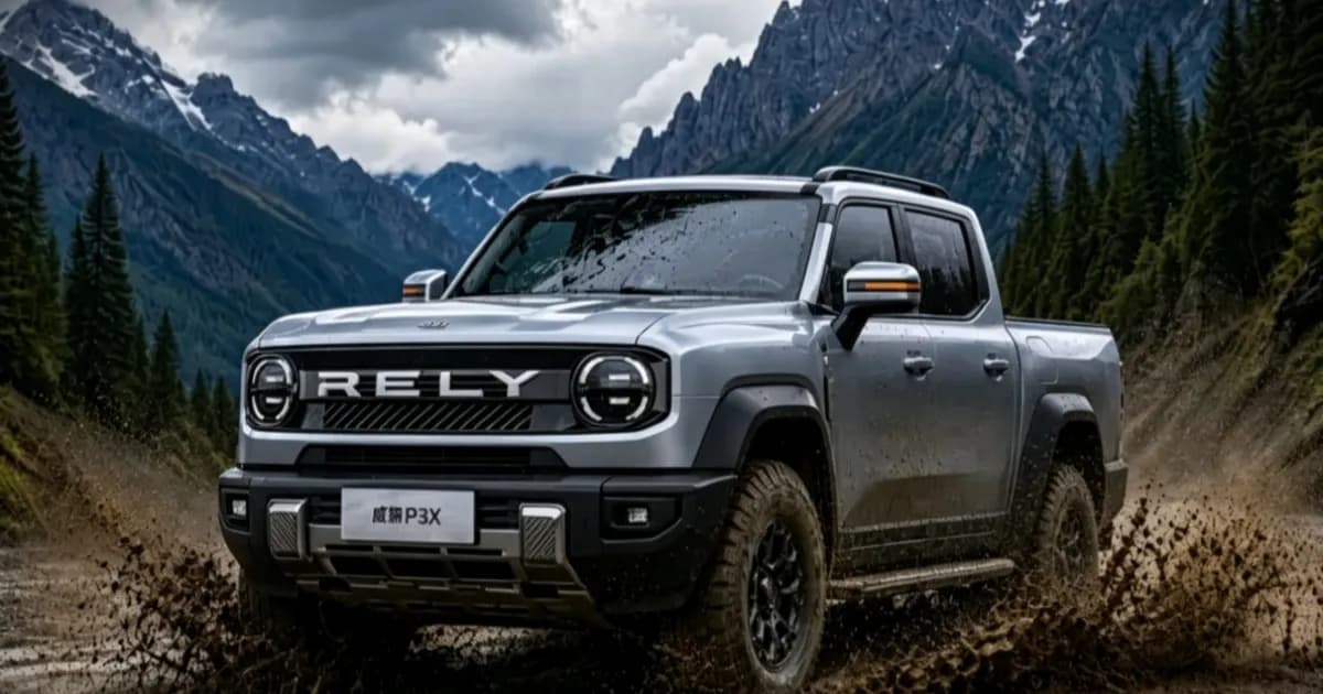 Chery Rely P3X tampak depan dengan desain kokoh dan lampu LED tajam