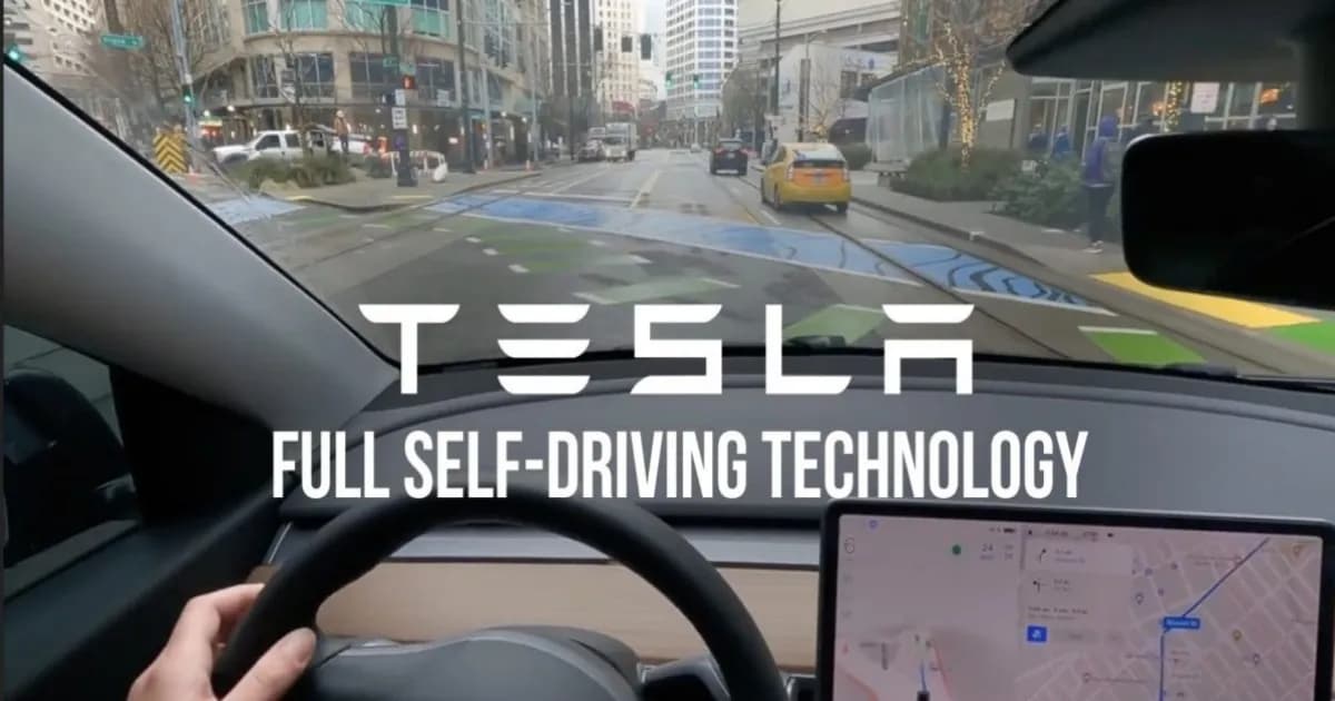 Tesla Model Y dengan mode Full Self-Driving di jalan raya