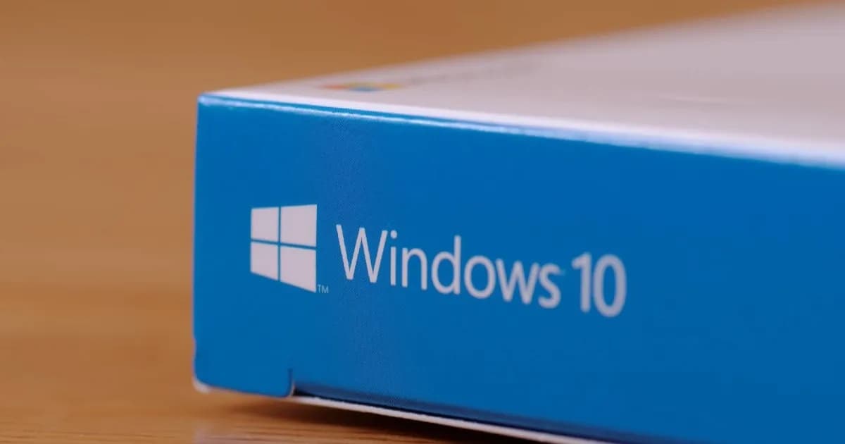 Ilustrasi logo Windows 10 dengan latar belakang biru gelap