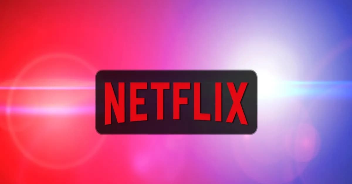 Netflix logo on background with red blue lights