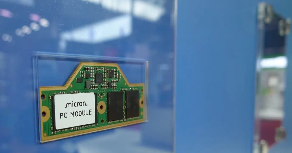 Ilustrasi grafik kapitalisasi pasar Micron yang melonjak mendekati Meta dan Tesla