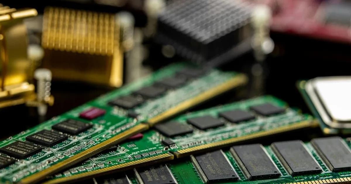 Chip memori atau RAM yang menjadi komponen utama dalam perangkat elektronik modern, ilustrasi krisis harga memori