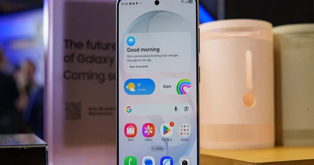 Galaxy S26 Ultra dengan layar menampilkan Privacy Display tech