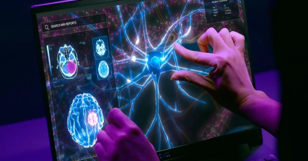Ilustrasi komputer dengan chip NPU untuk menjalankan AI lokal secara efisien