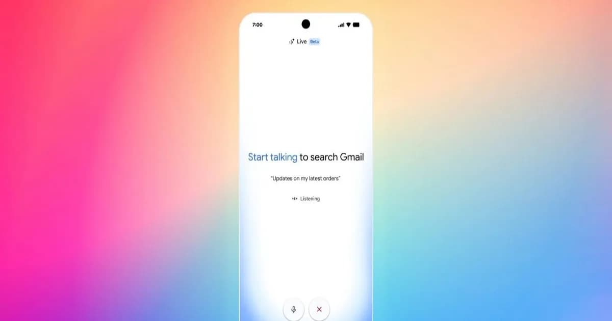 Tampilan antarmuka Gmail Live dengan ikon Live di bilah pencarian