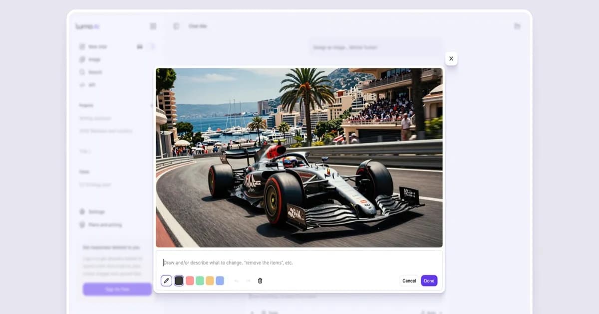 Tampilan antarmuka Lumo 2.0 dengan fitur image generation dan thinking mode dari Proton