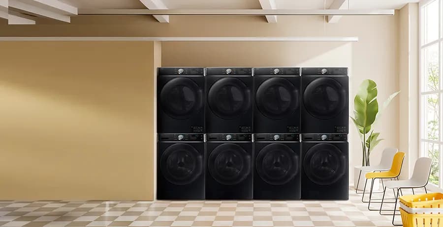Deretan Samsung Professional Commercial Laundry Washer 18kg dan Dryer 14kg yang dirancang untuk meningkatkan produktivitas, efisiensi, dan kapasitas operasional usaha laundry modern.