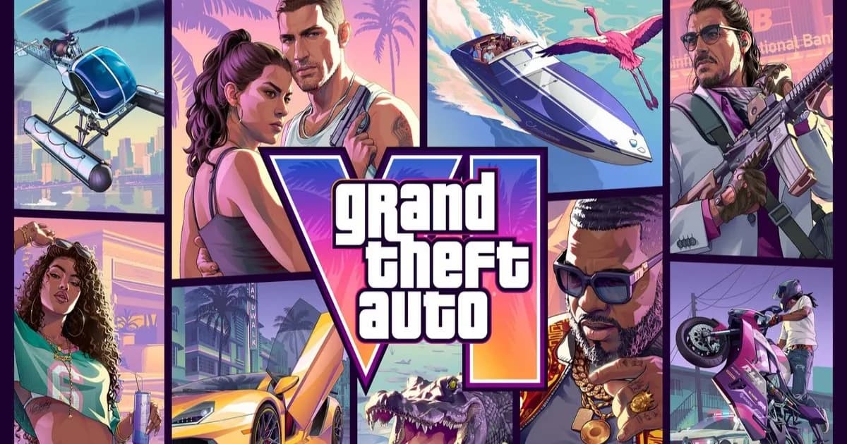 Poster promosi Grand Theft Auto VI dengan logo khas