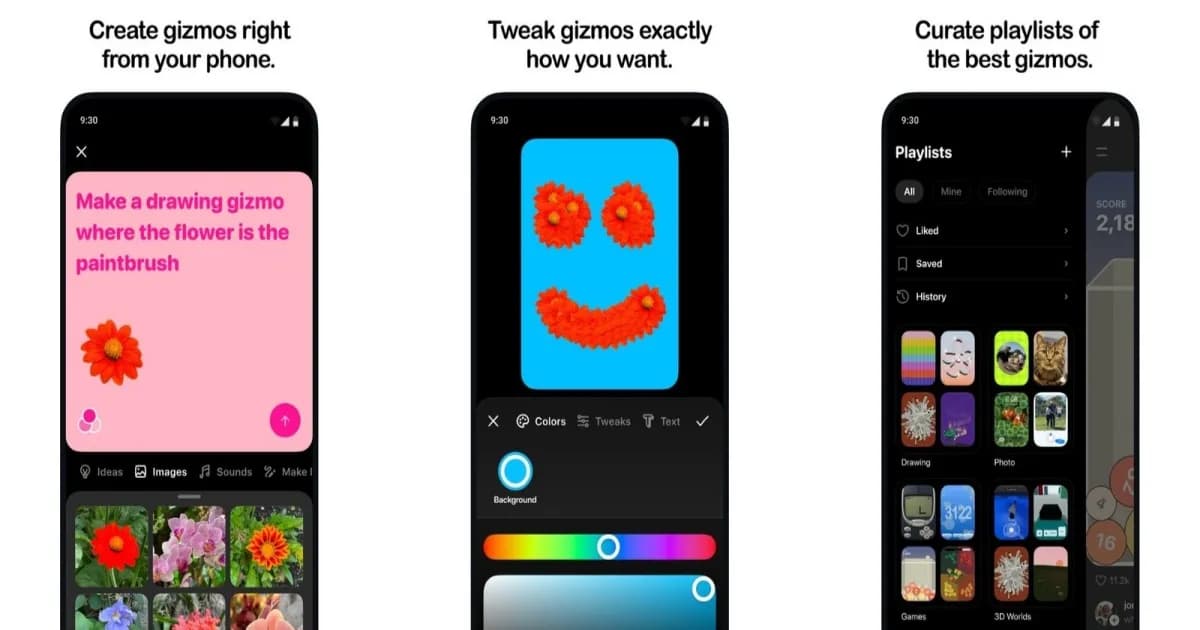 Ilustrasi smartphone menampilkan aplikasi Pocket dari Meta untuk membuat game AI