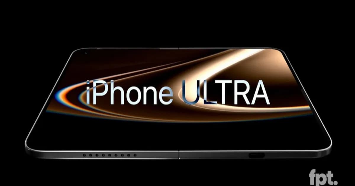 iPhone Ultra dalam posisi terbuka dengan latar belakang gelap